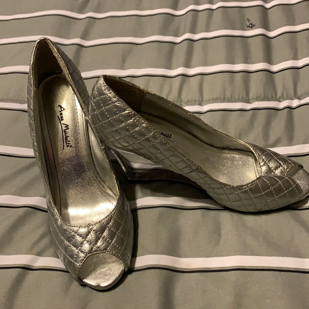 Beautiful silver wedge shoes